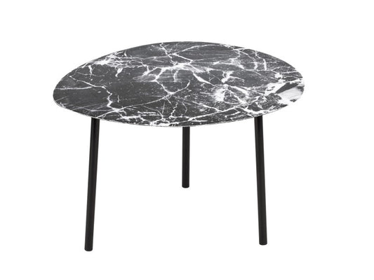 Metal Side Table Ovoid Marble Look