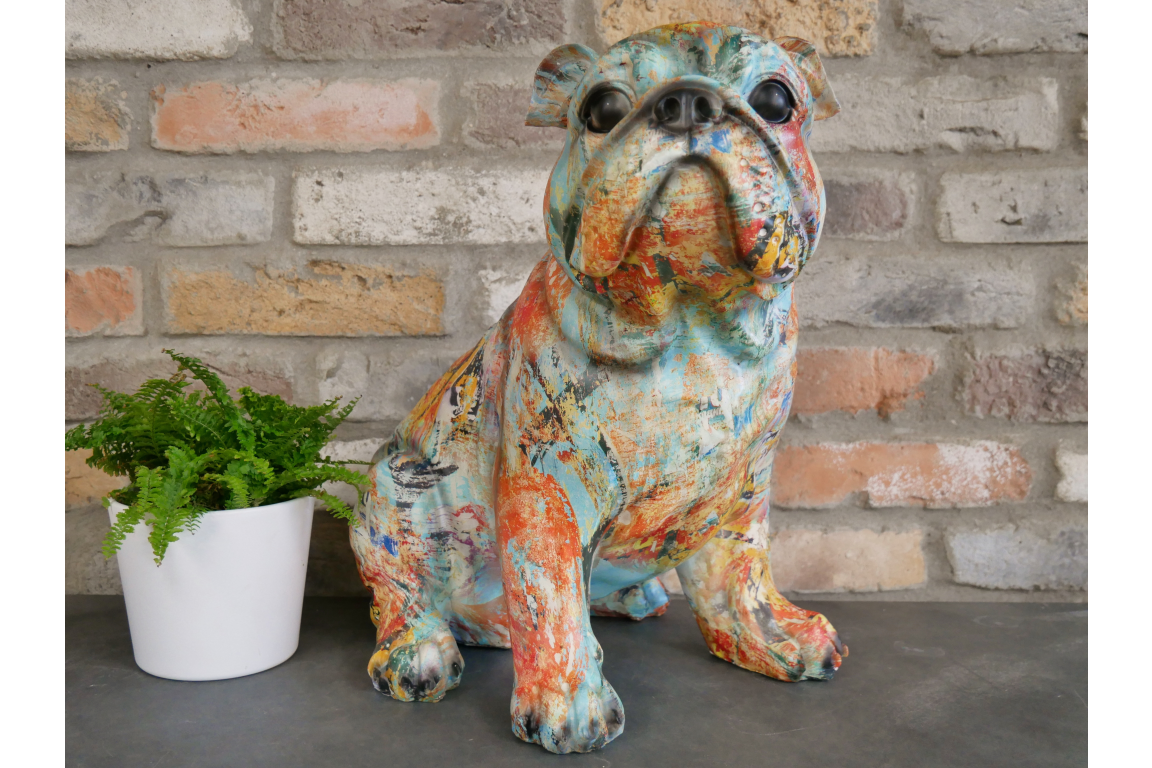 Colourful resin bulldog statue - 2 sizes