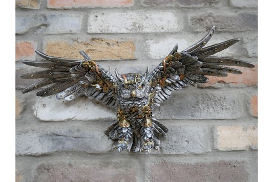 Resin In Flight Steampunk Owl Figurine