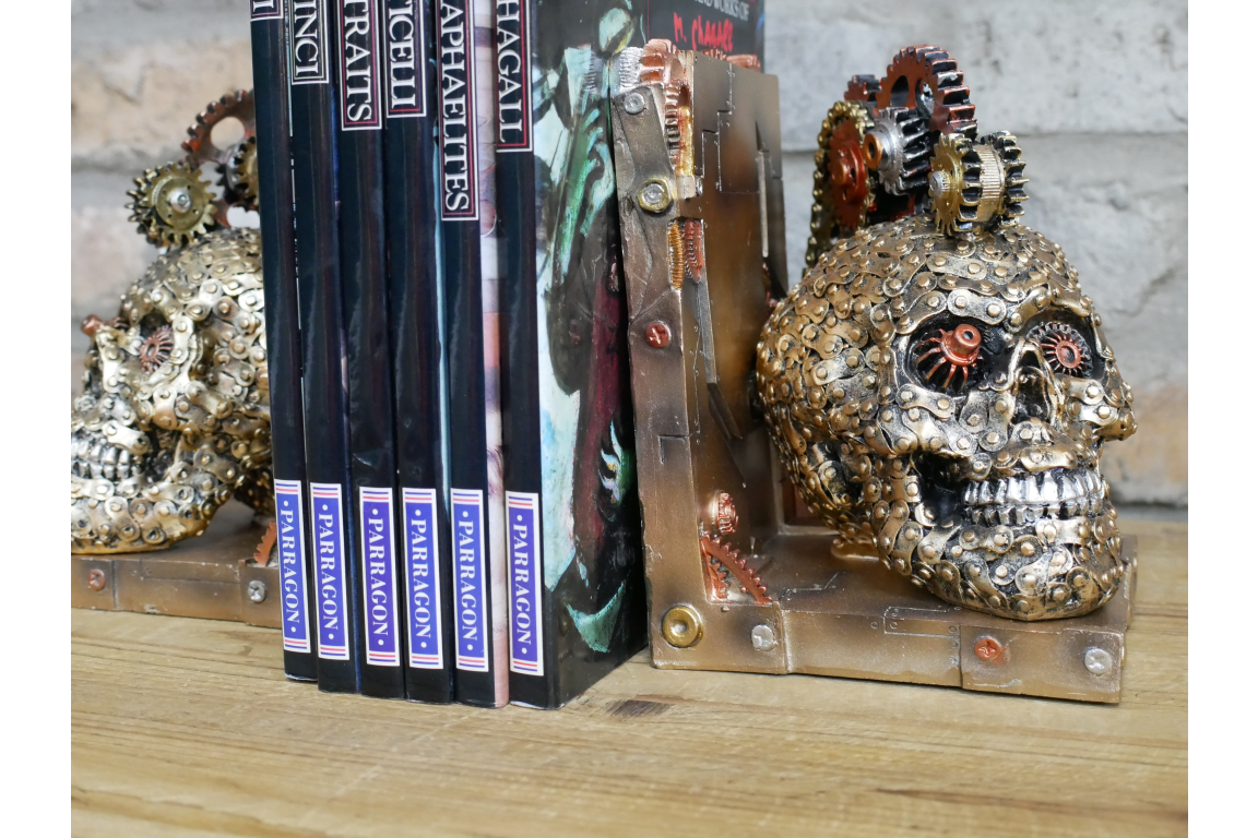 Steampunk Skull Bookends