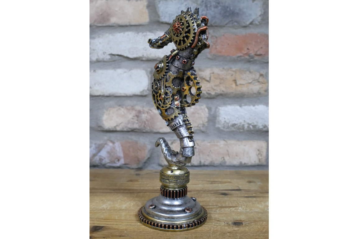 Resin Steampunk Seahorse Statue