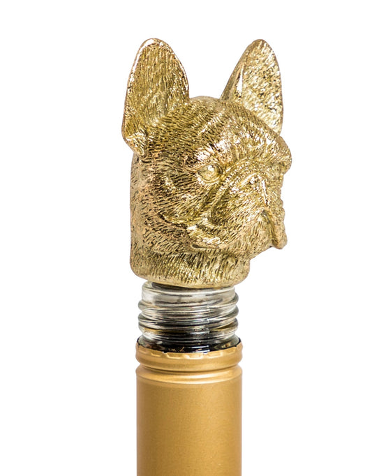 Antique Gold French Bulldog Bottle Stopper