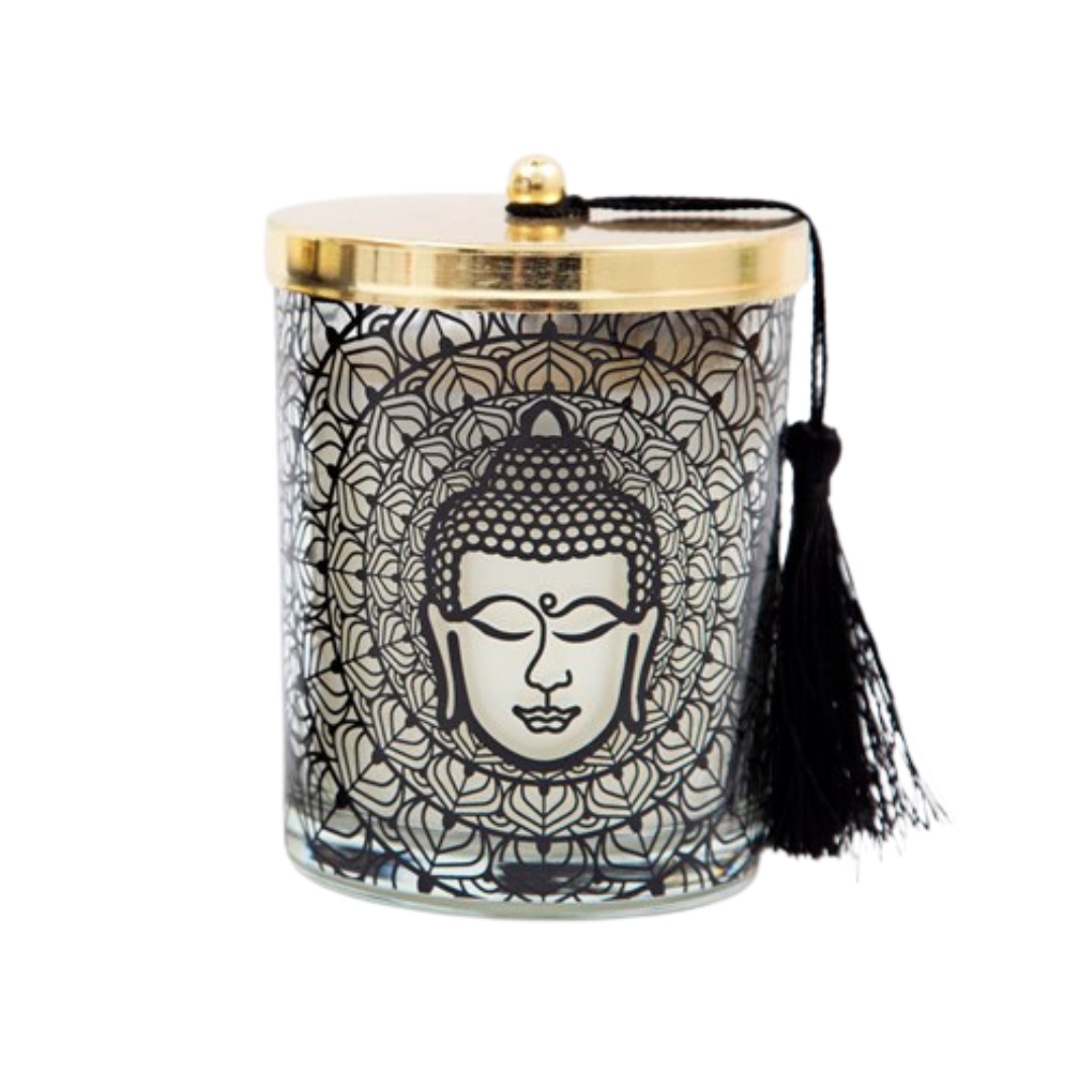 Black and Gold Buddha Candles – Elegant Sandalwood Scented Home Décor