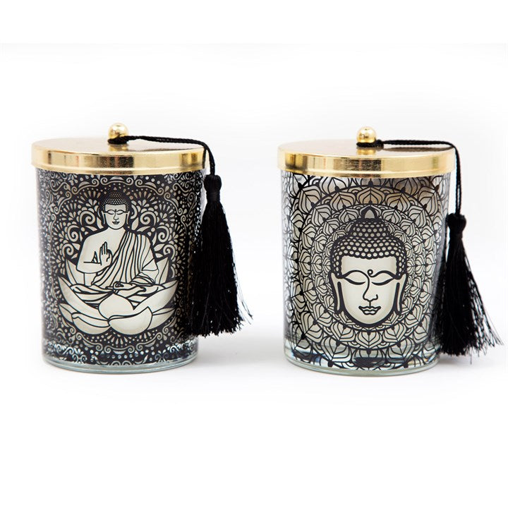 Black and Gold Buddha Candles – Elegant Sandalwood Scented Home Décor