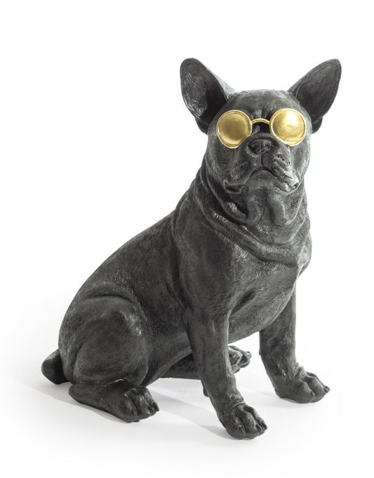 "Funky Frenchie" Sitting Bulldog with shades figure