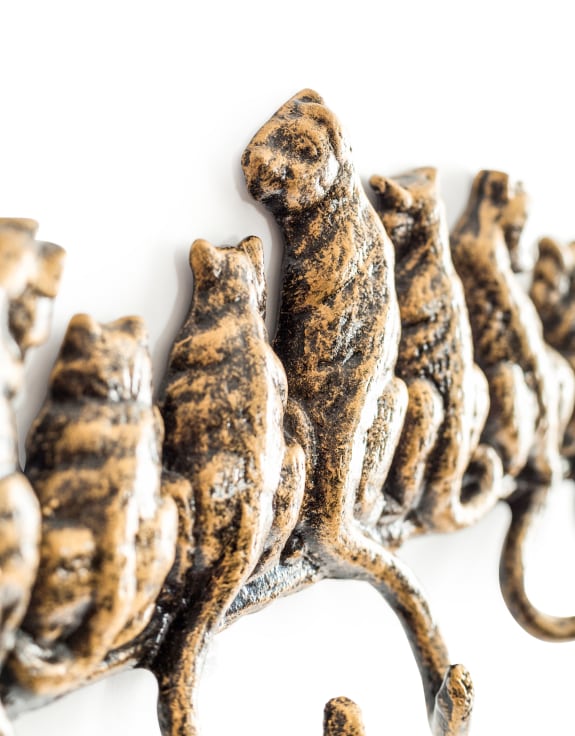 Bronze Coloured Cast Iron Cats Coat Hook