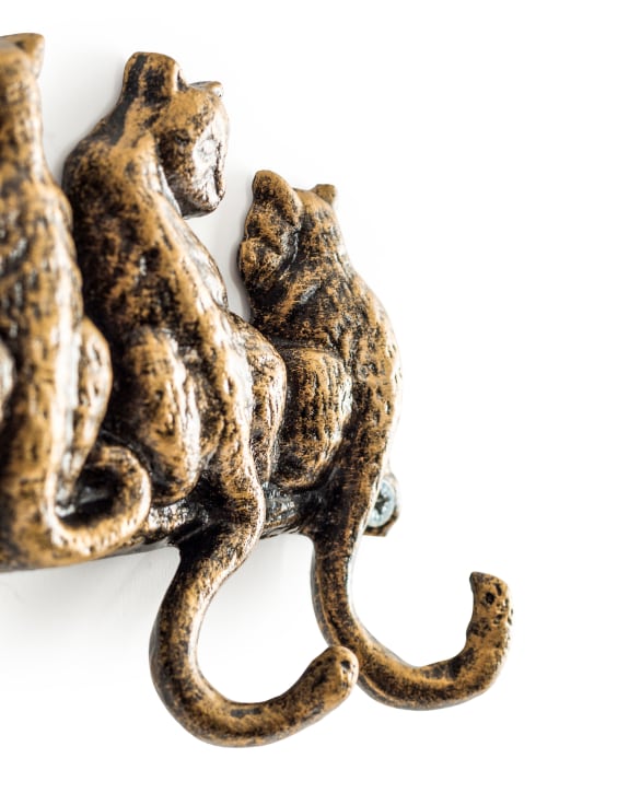 Bronze Coloured Cast Iron Cats Coat Hook