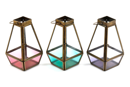 Vibrant Glass Lantern Tealight Holder – Home and Garden Décor