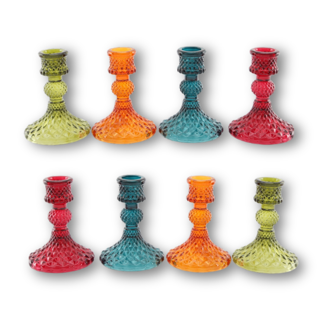 Coloured Glass Taper Candle Holder – Vibrant Home Décor