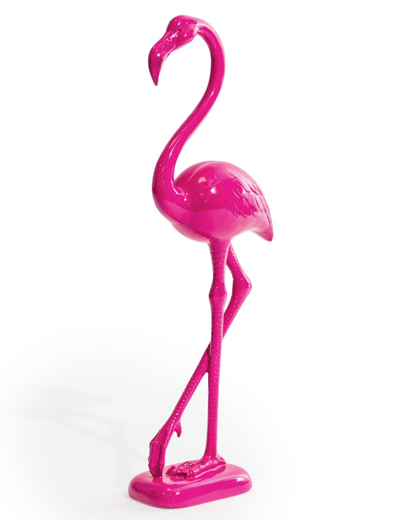 Electric Pink Standing Flamingo Figure – Vibrant and Playful Home Décor