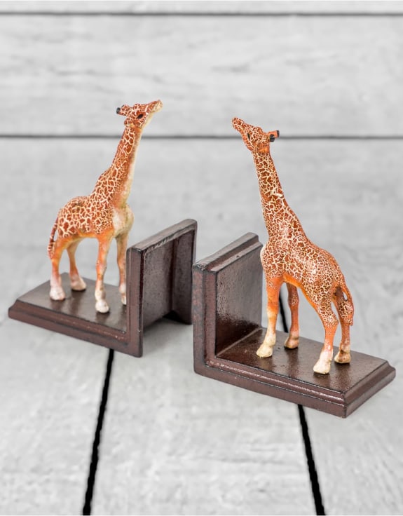 Giraffe Bookends Antiqued Cast Iron