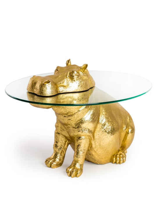 LARGE GOLD HIPPO GLASS SIDE / COFFEE TABLE