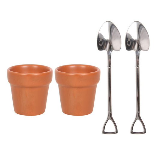 Plant Pot Egg Cups and Shovel Spoons