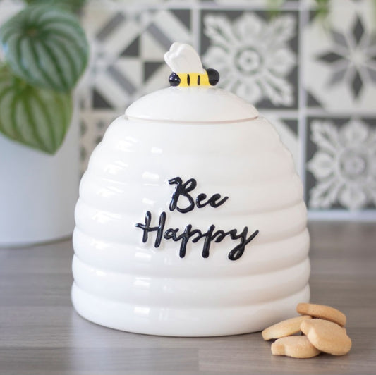 Bee Happy Ceramic Storage Jar