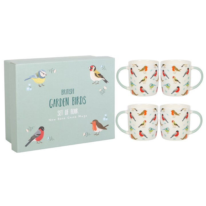 Set of 4 Ceramic Garden Bird Mugs