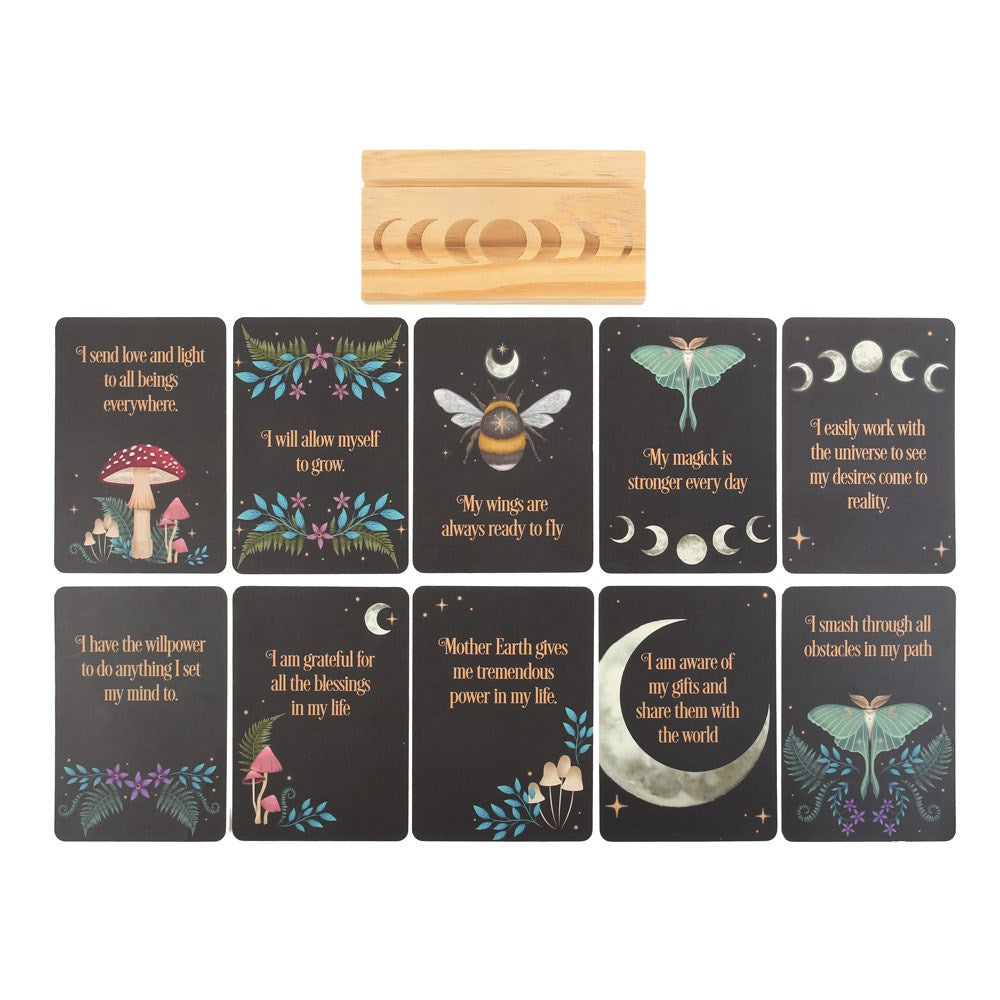 Set of 10 Affirmation Cards with Wooden Stand