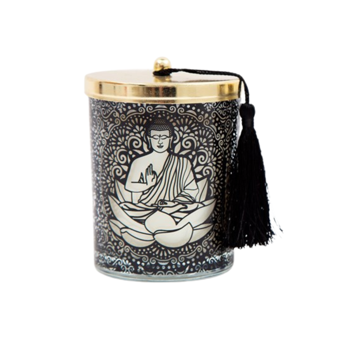 Black and Gold Buddha Candles – Elegant Sandalwood Scented Home Décor