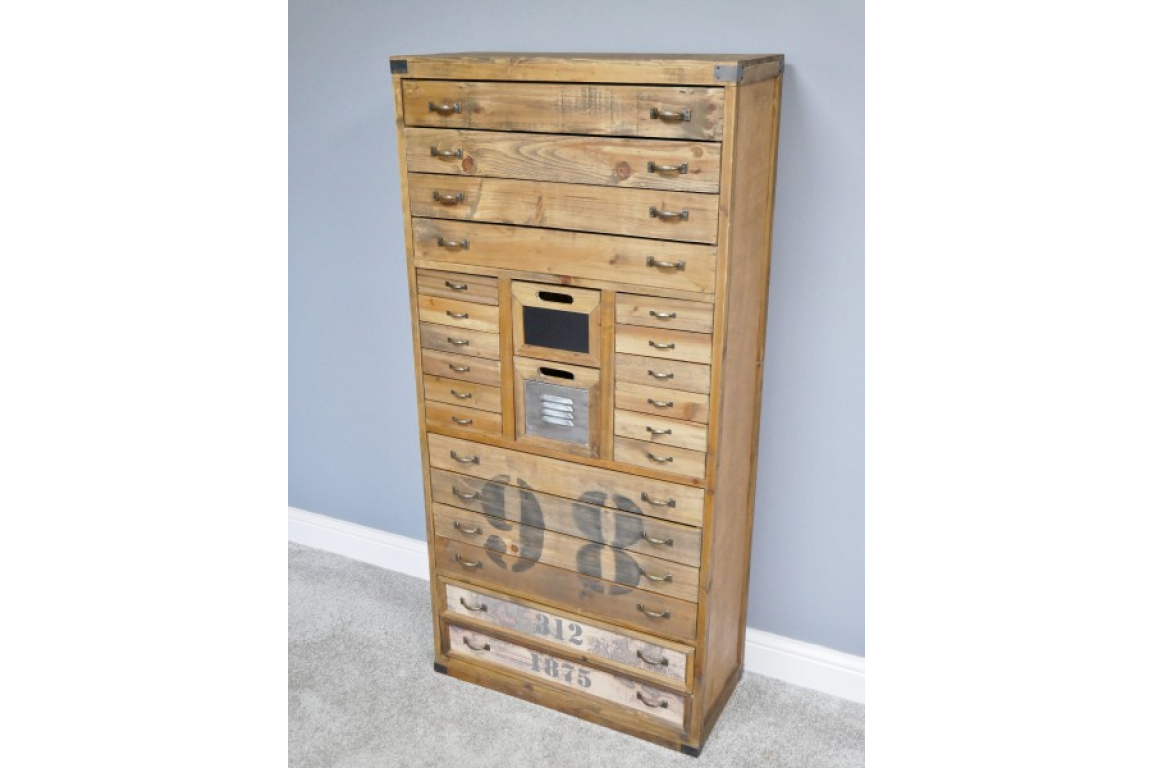 Industrial Wooden Cabinet with Drawers