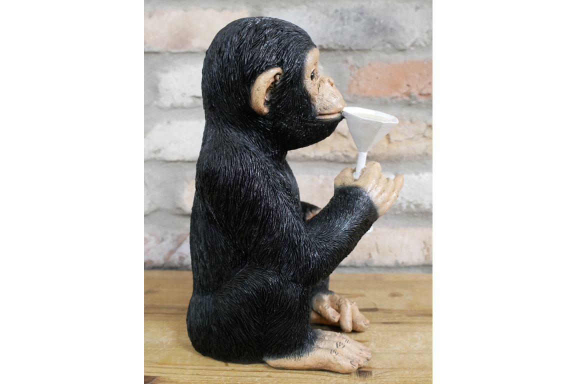 Resin monkey statues with a drinking habit