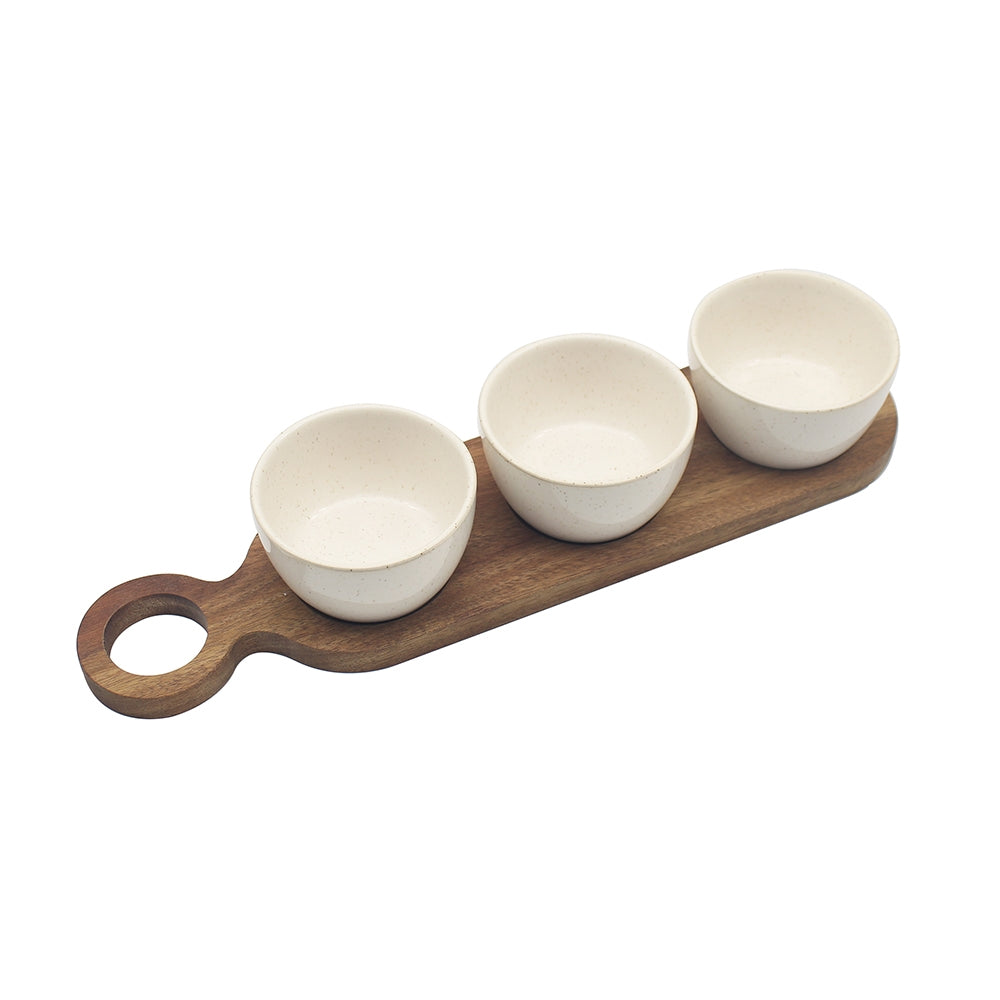 Ceramic Snack Tray Sets with Wooden Boards – Perfect for Movie Nights and Hosting