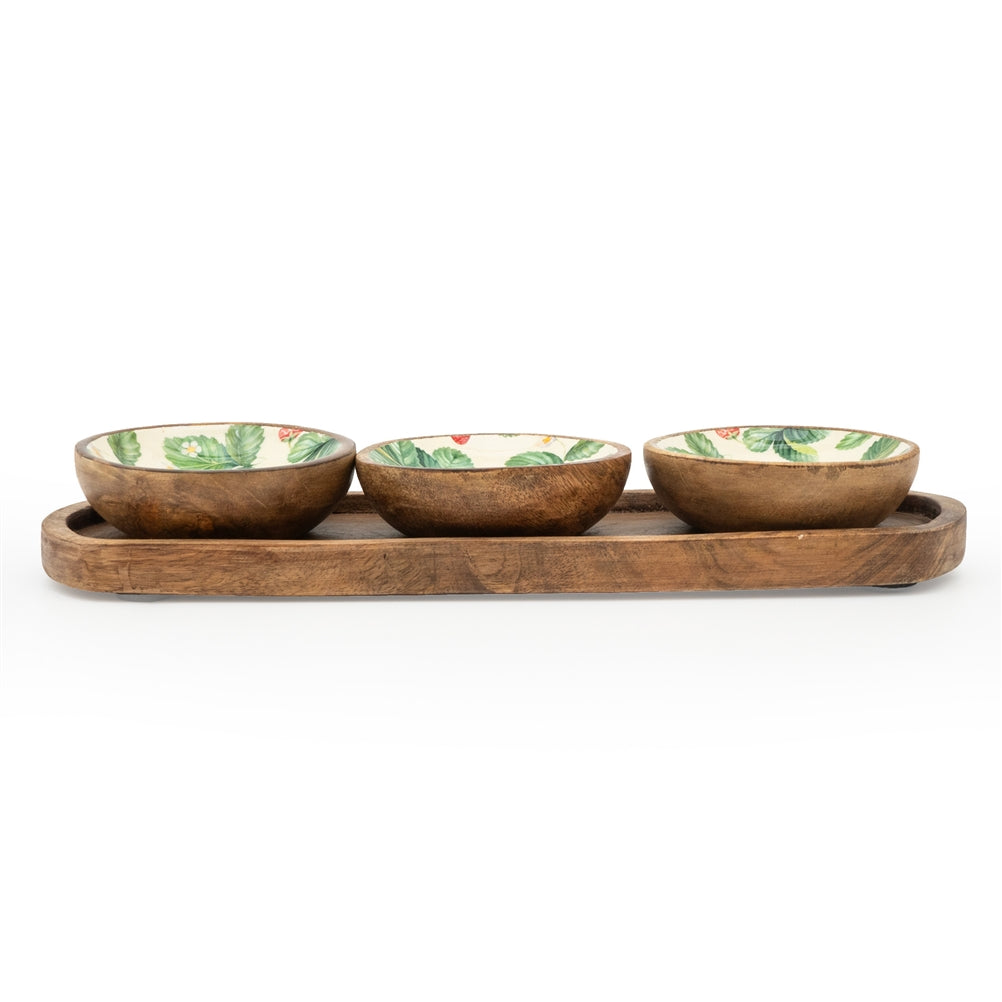 Fruit-Themed Mango Wood and Enamel Kitchen Storage and Serving Accessories