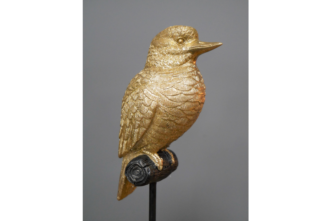 Gold Bird on Perch Ornament – Elegant and Artistic Home Décor