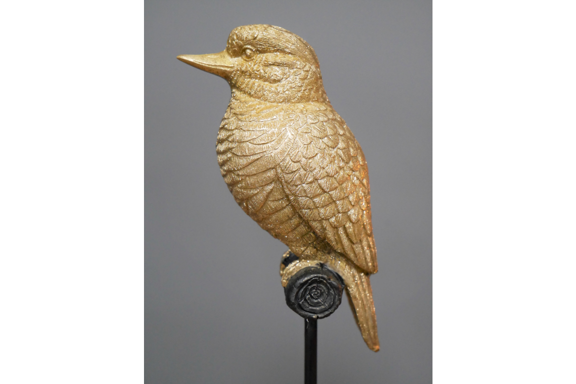 Gold Bird on Perch Ornament – Elegant and Artistic Home Décor