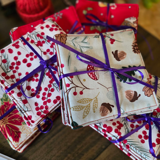 Set of 4 Handmade Festive Fabric – Christmas Table Decor