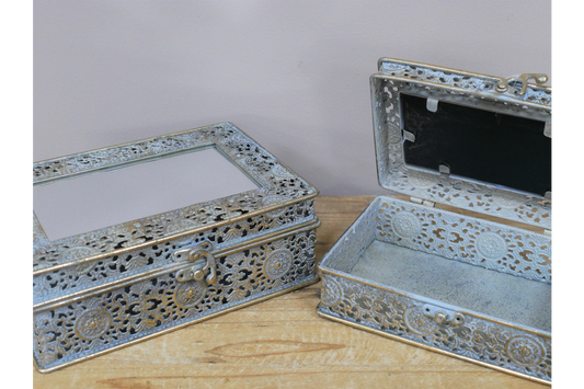 Set of 2 Mirrored Storage/Keepsake Boxes – Stylish and Functional Home Décor