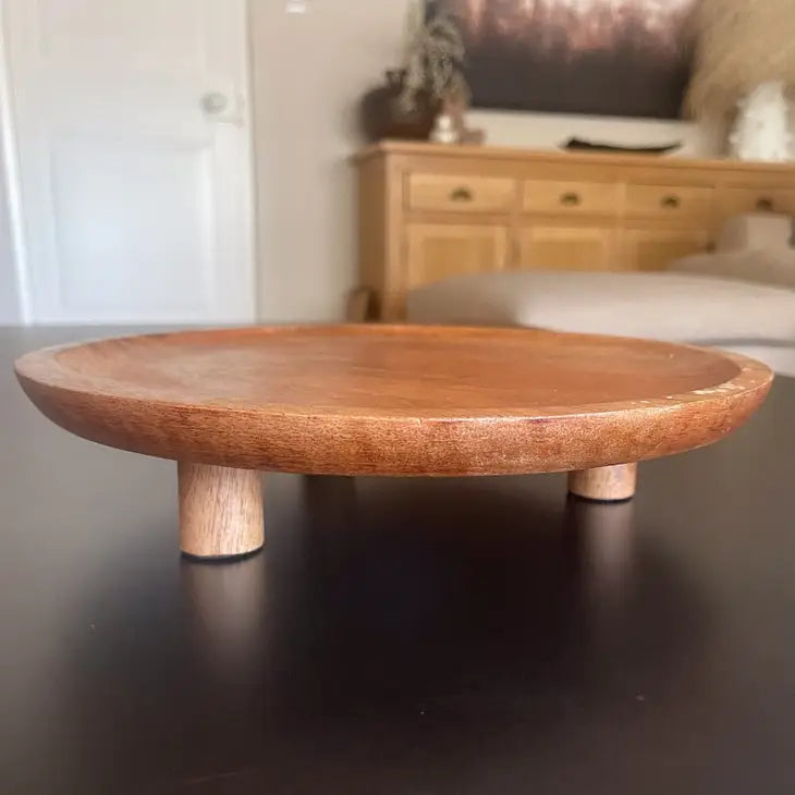 Mango wood tray with feet - 25cm