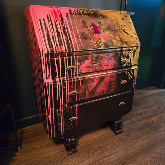 Upcycled Zebra Bureau Desk - Bold & Eclectic Statement Furniture