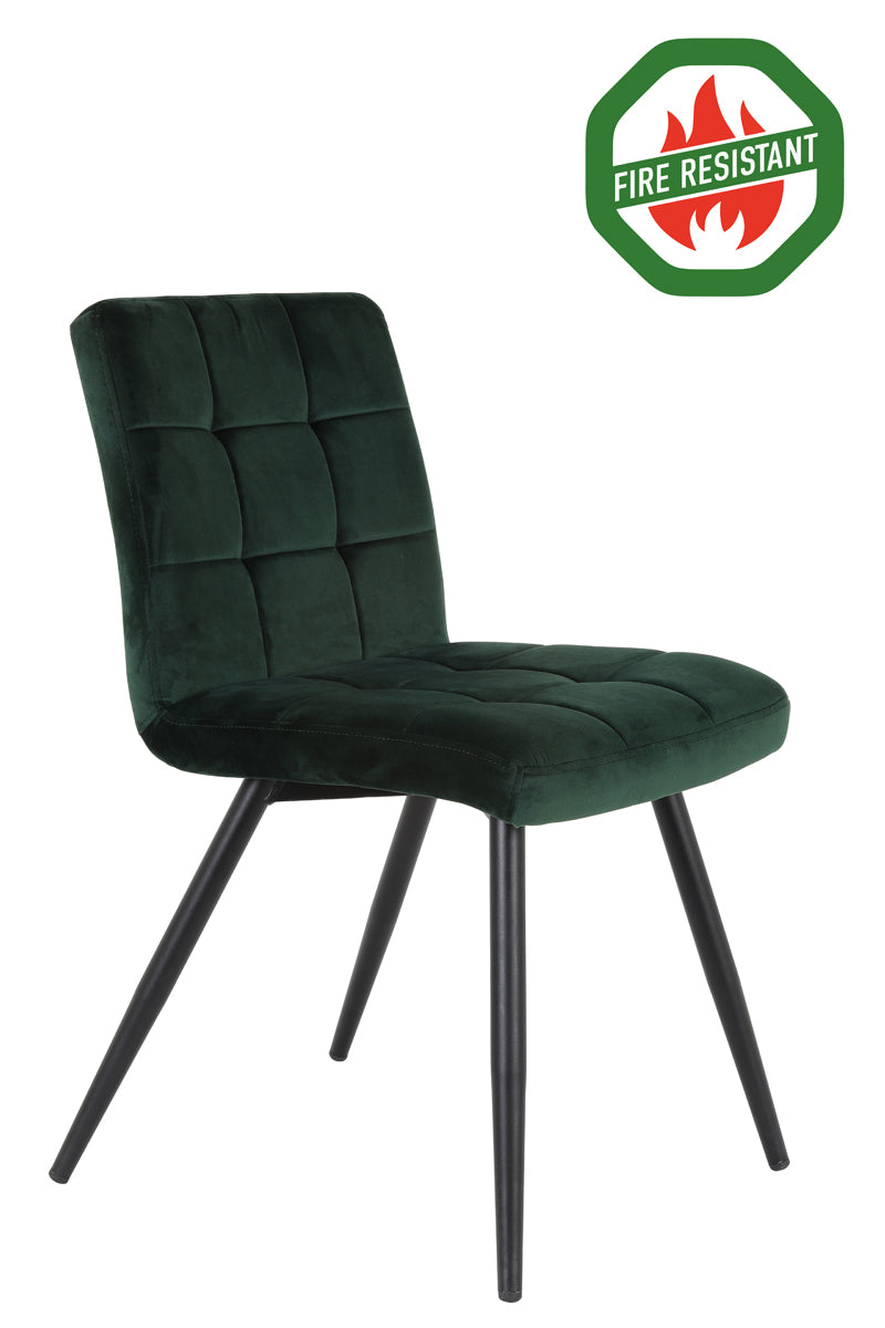 Dining chair velvet dark green-black