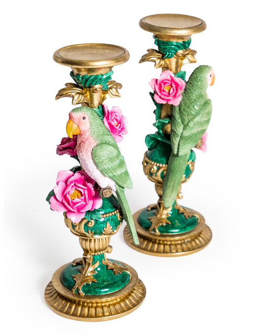 Pair of Ornate Parrot Candle Holders