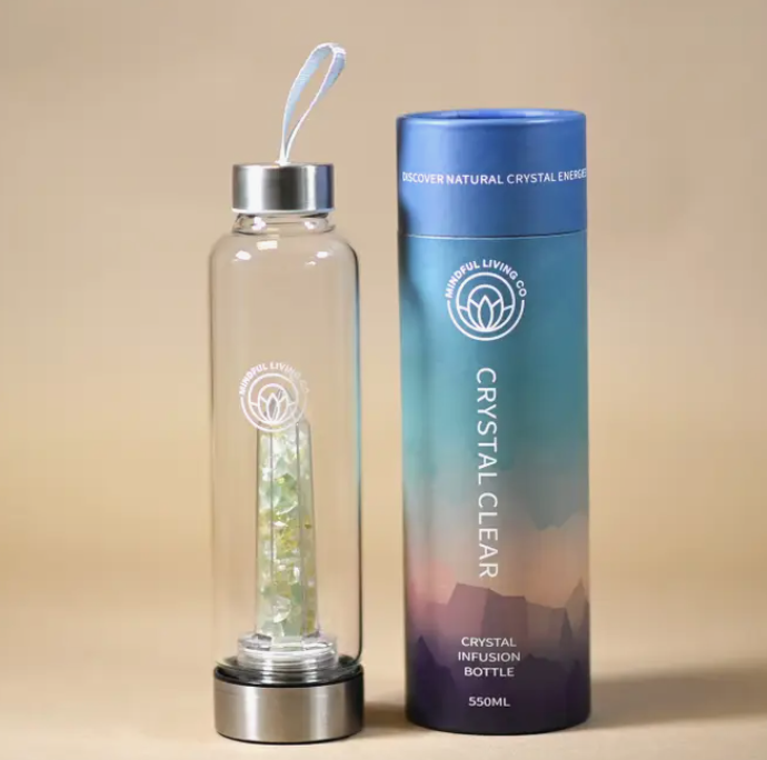 Crystal Clear Jar Water Bottle - various blends/crystals