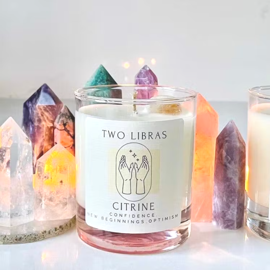 Two Libras Crystal Intention Candles- Various Styles