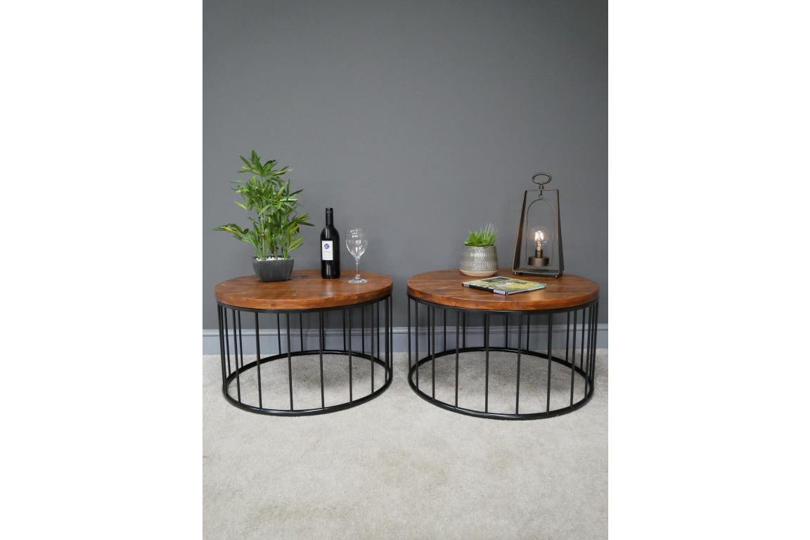 Set of 2 Industrial Side Tables