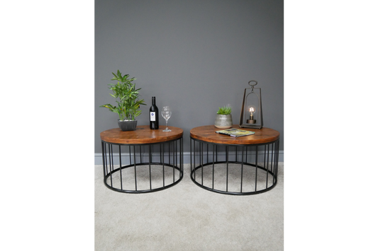 Set of 2 Industrial Side Tables